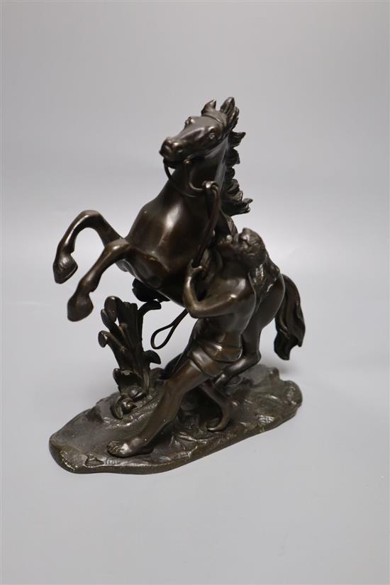 After Cousteau. A small bronze Marli horse group, height 19cm